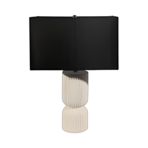 LÁMPARA DE MESA DE CILINDRO ACOSADO DE 22´´ , BLANCO/NEGRO