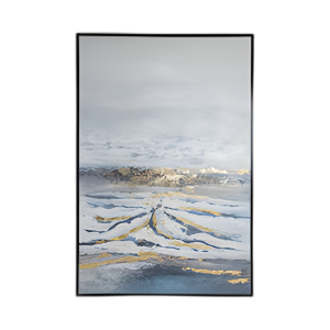 40X60 LIENZO PINTADO A MANO, GRIS/ORO