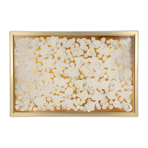 71X47, CÍRCULOS AGRUPADOS PINTADOS A MANO, WHT/DORADO