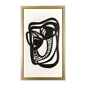 35X59, CARA GEOMÉTRICA DE MARCO DE ORO PINTADO A MANO, BLK