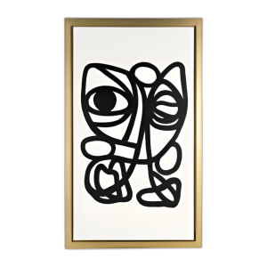 35X59, CARA GEOMÉTRICA DE MARCO DE ORO PINTADO A MANO, BLK