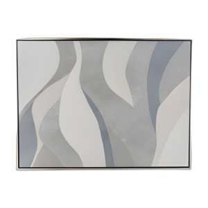 36X48 ONDAS VERDES PINTADAS A MANO ENMARCADAS RESUMEN, SAGE