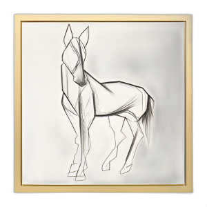 47X47, BOCETO DE CABALLOS ELEGANTE PINTADO A MANO, BLK/WHT