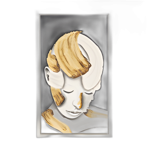 36X59, PENSAMIENTO PROFUNDO PINTADO A MANO, WHT/GLD