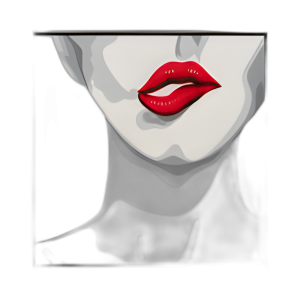 47X47 MORDIDA DE LABIOS PINTADA A MANO, BLANCO