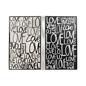 S/2 71X59 PINTURADO A MANO PINTEO DE AMOR, NEGRO/BLANCO