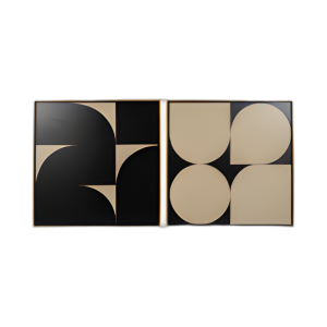 S/2 95X47 GEOS MODERNOS PINTADOS A MANO, BRONCEADO/NEGRO