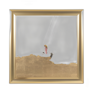 47X47 SWING PINTADO A MANO, ORO/BLANCO