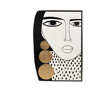 47X47 DAMA DE ARO DE ORO PINTADO A MANO, BLK/WHT