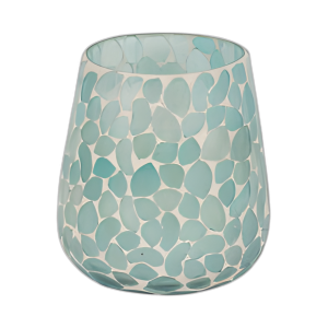 VIDRIO, VELA PERFUMADA DE MOSAICO DE 5´´ 18 OZ, AZUL CLARO