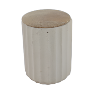 4´´ 6 OZ EUCLYPTUS & SAGE RIDGED CNDLE CON TAPA, CREMA