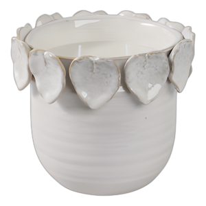 6´´ 17 OZ DE MADERA DE MADERA Y VELA DE APLIQUES DE SAL MARINA, MARFIL