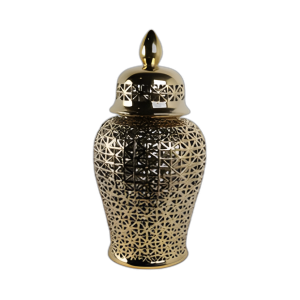 JARRA DE TEMPLO DE CERÁMICA PERFORADA, ORO